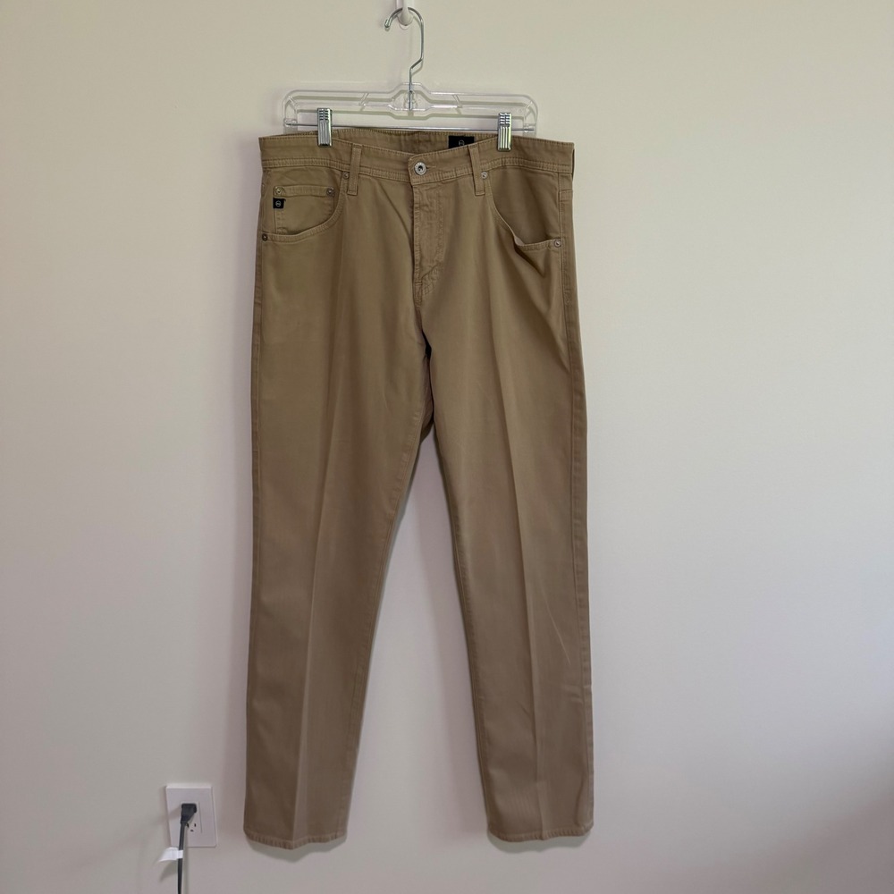 AG Adriano Goldschmied The Sud Khaki Pants Mens 34x34 Tan Straight Leg 1790SUDKH